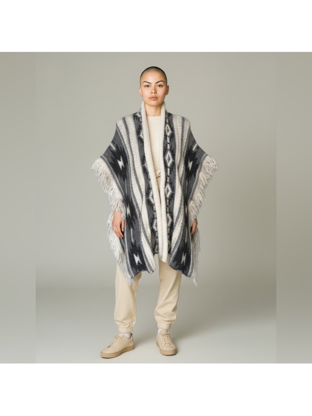 Anthropologie Elsamanda alpaca wool blend open front Navaho print cardigan small